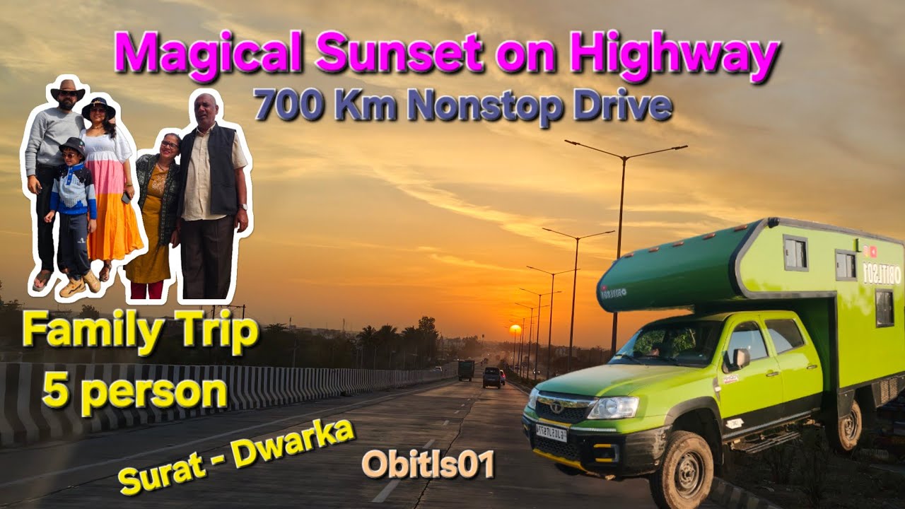 Vanlife India 🇮🇳 Chasing the Sunset in Our Caravan 🚐🌅 | Family Road Trip to Dwarka | Reached at 8 PM