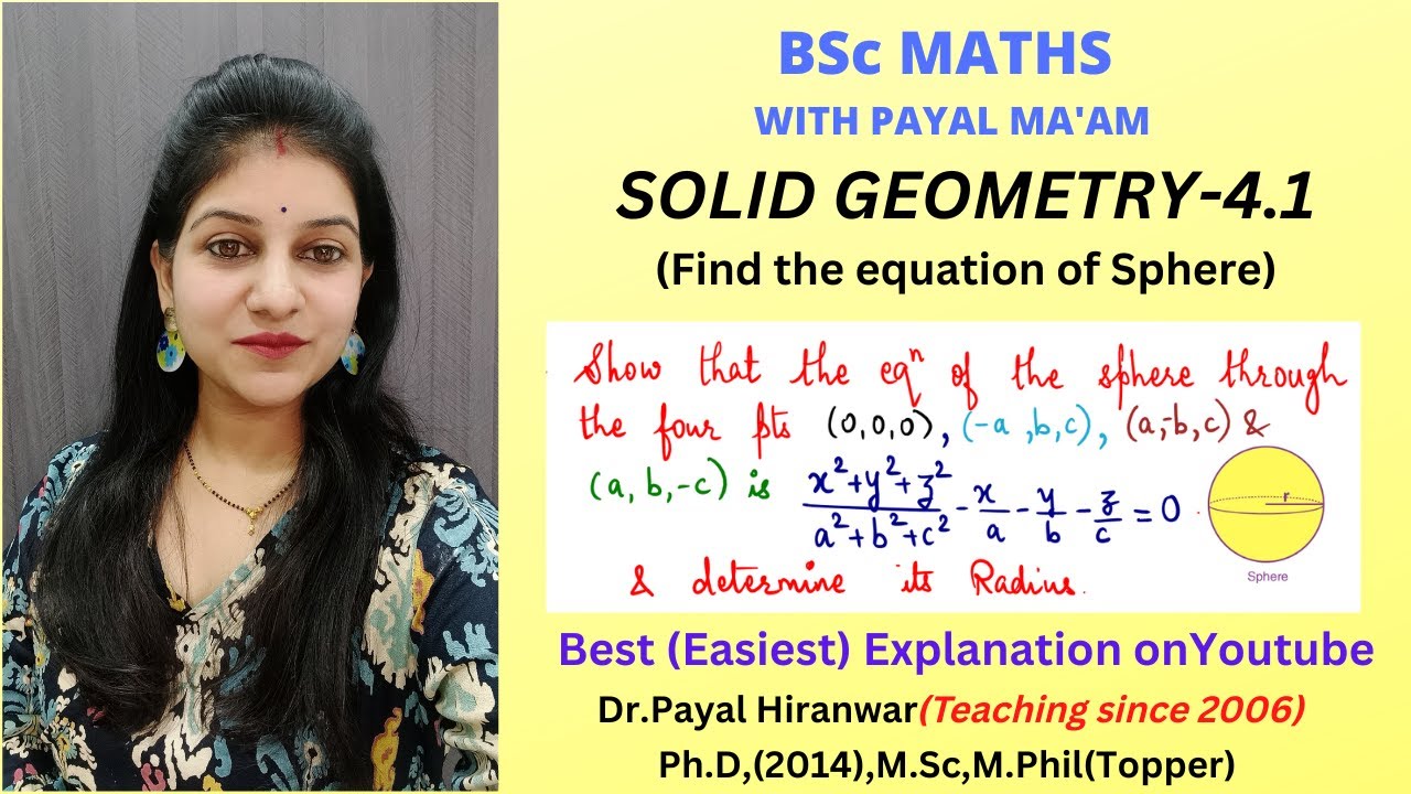 To find Equation of Sphere passing through four points, Ex-2 I Solid Geometry I B.Sc Maths I RTMNU