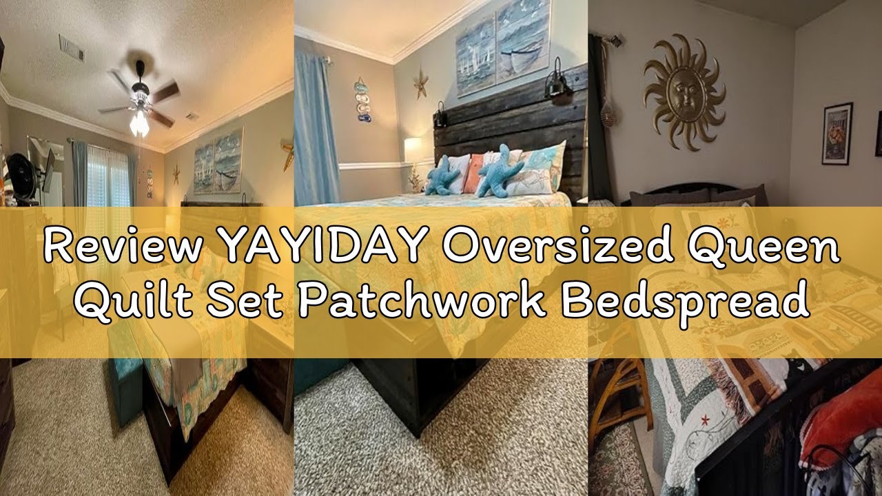 Review YAYIDAY Oversized Queen Quilt Set Patchwork Bedspread (110x118 Inch) - 100% Cotton Reversible