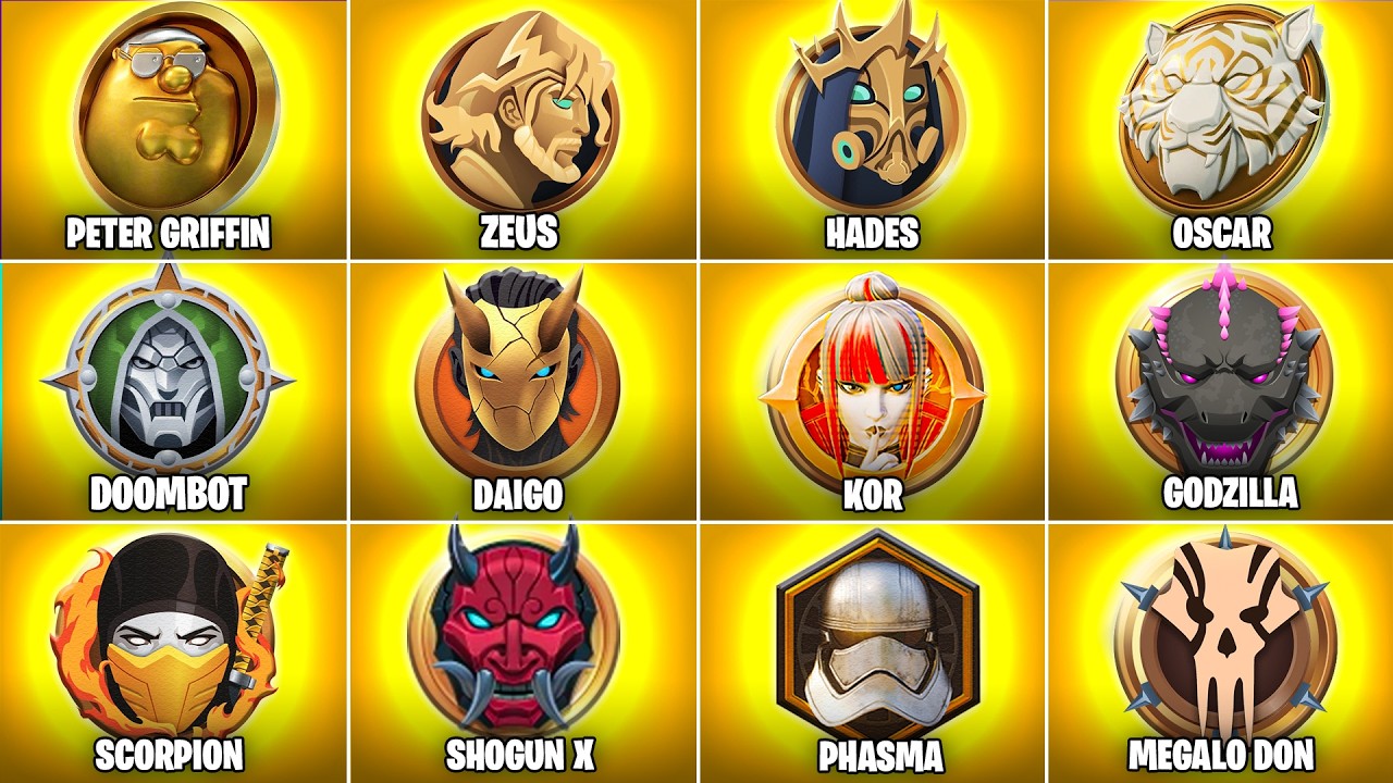Evolution of Medallions of Mythic Bosses in Fortnite (Chapter 5 Season 1 - Chapter 6 Season 3)