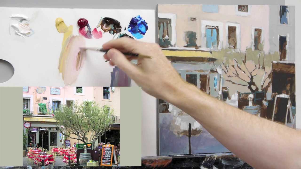 Acrylic painting tutorial - French cafe scene - Part 4