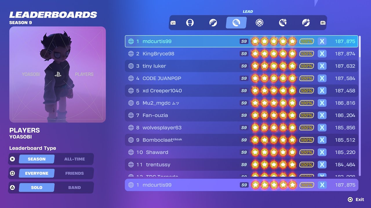 [Fortnite Festival S9] PLAYERS Expert Lead 100% FC 1st Place All Perfects