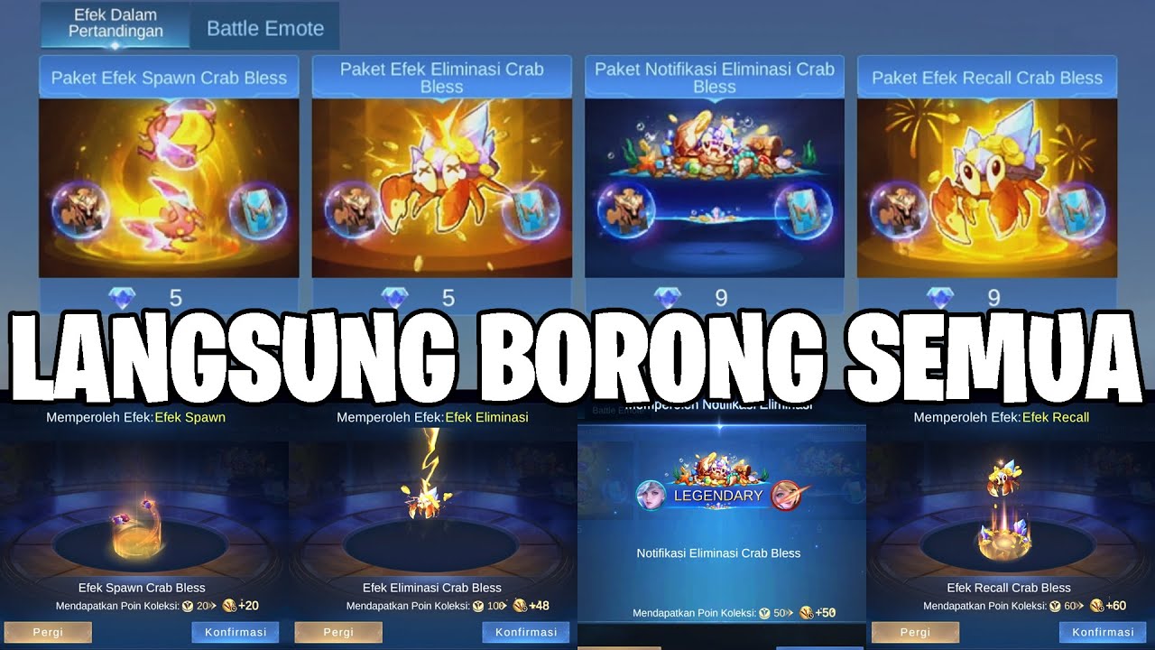 BORONG SEMUA EFEK BATTLEFIELD UMANG-UMANG CRAB BLESS MOBILE LEGENDS