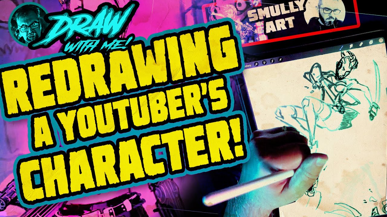 REDRAWING a YOUTUBERS Character - Draw with me - SMULLYART and Illustrator David Hartman Challenge