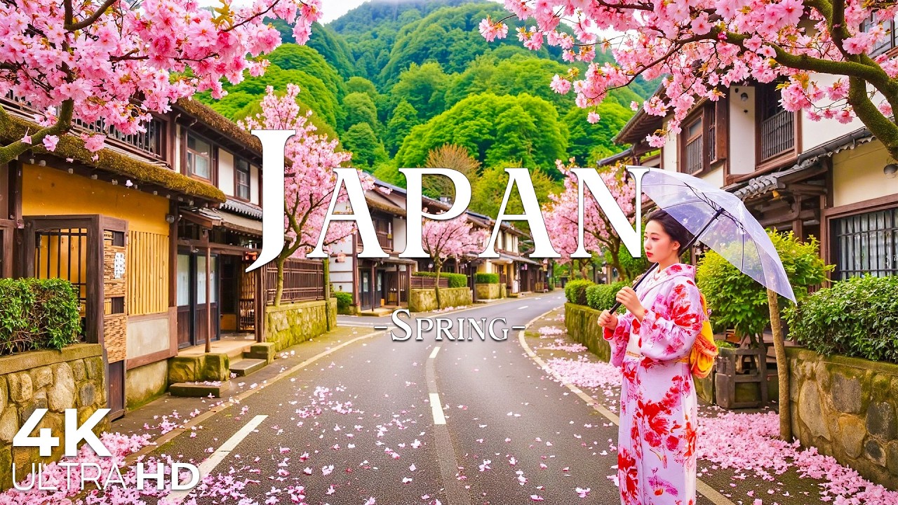 Spring in Japan 4K - Relaxing Music with Beautiful Natural Landscapes - 4K Video UHD