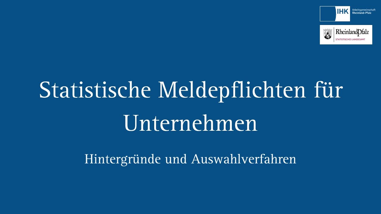 Statistische Meldepflichten Teil 1: Hintergr&uuml;nde und Auswahlverfahren