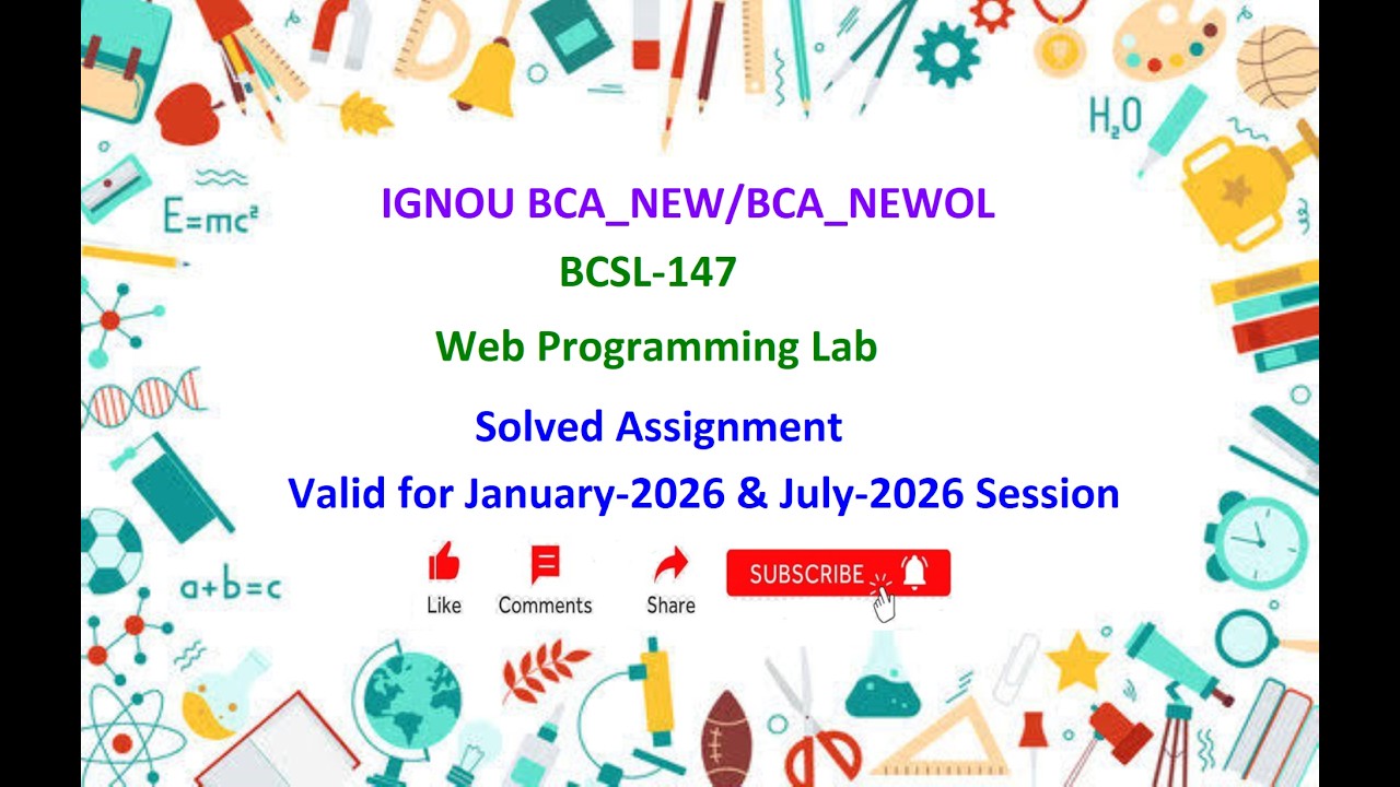 BCSL 147 SOLVED ASSIGNMENT | BCSL 147 Solved Assignment Jan 2026 & July 2026  | BCA_NEW | IGNOU
