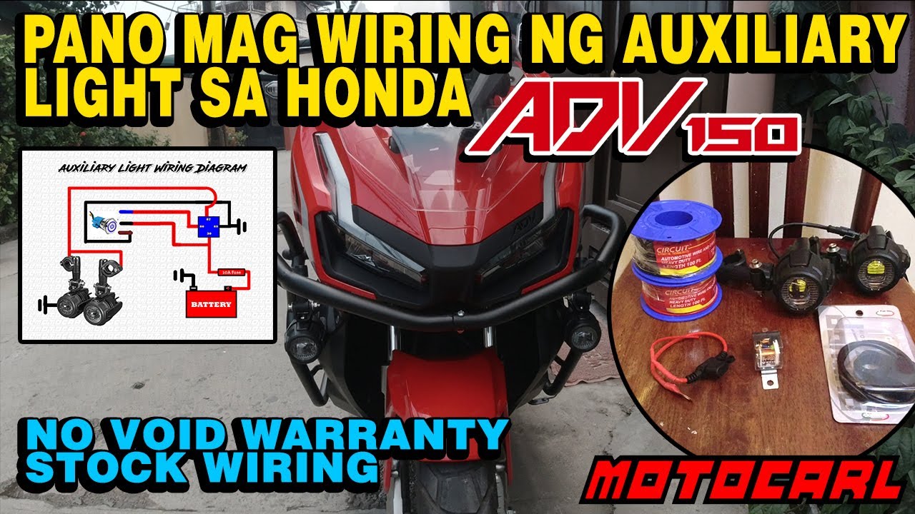 Pano mag wiring ng auxiliary light using relay and halo switch | Honda Adv150 | DIY