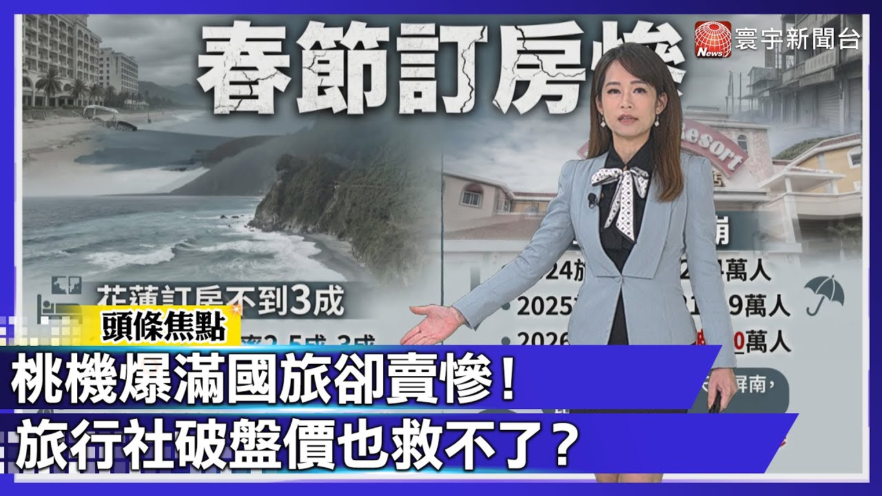 桃機爆滿國旅卻賣慘！花蓮訂房不到3成 就算破盤價也救不了？｜#寰宇財經新聞