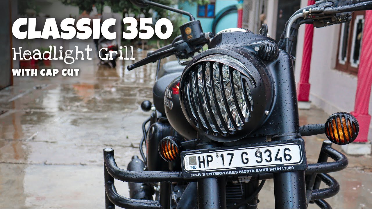 Royal Enfield Classic 350 Reborn Headlight Grill Black With Cap Cut Fitting
