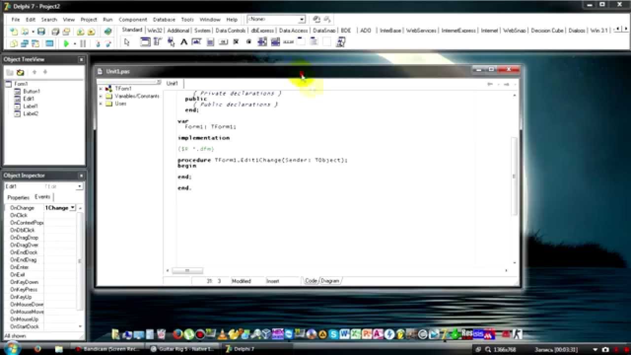 Видеоурок по Delphi 7 - простейшая программа