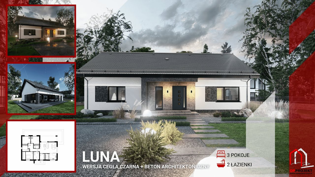 Dom jednorodzinny LUNA – Komfortowy projekt 130 m² z dużym salonem i dwoma łazienkami OPPROJEKT