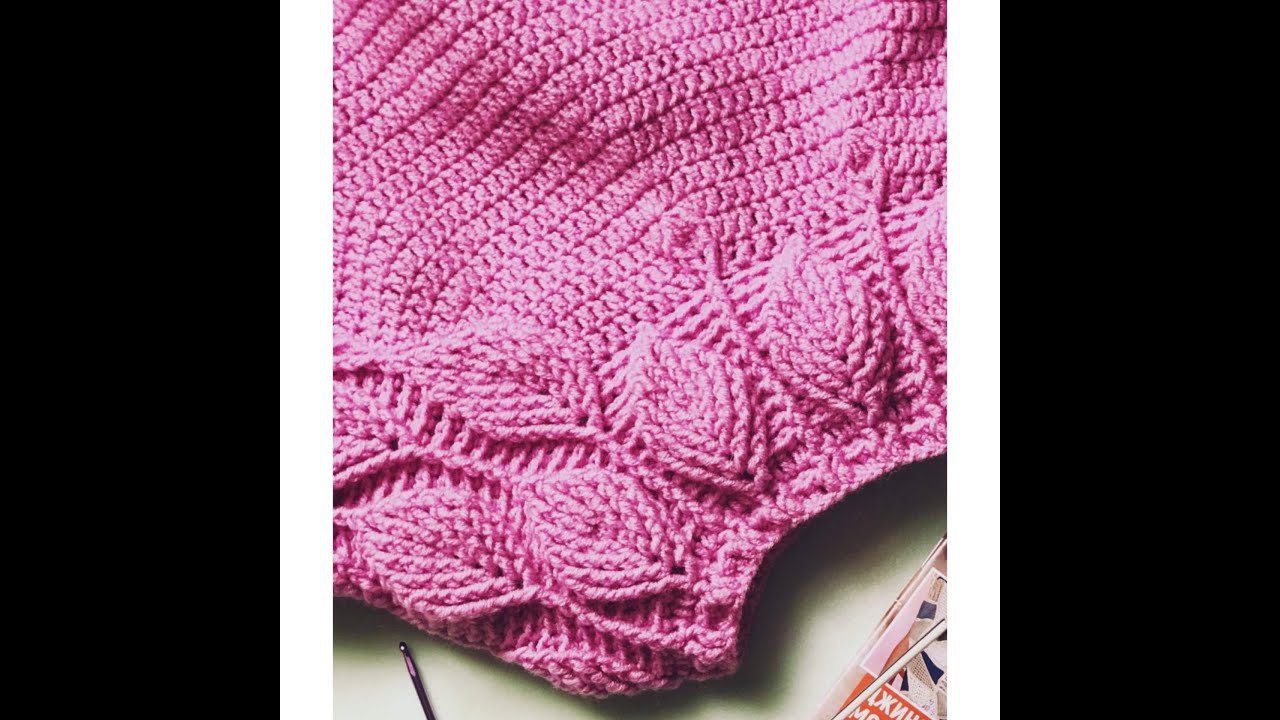 Узор крючком объемные листики. Листья рельефными столбиками.