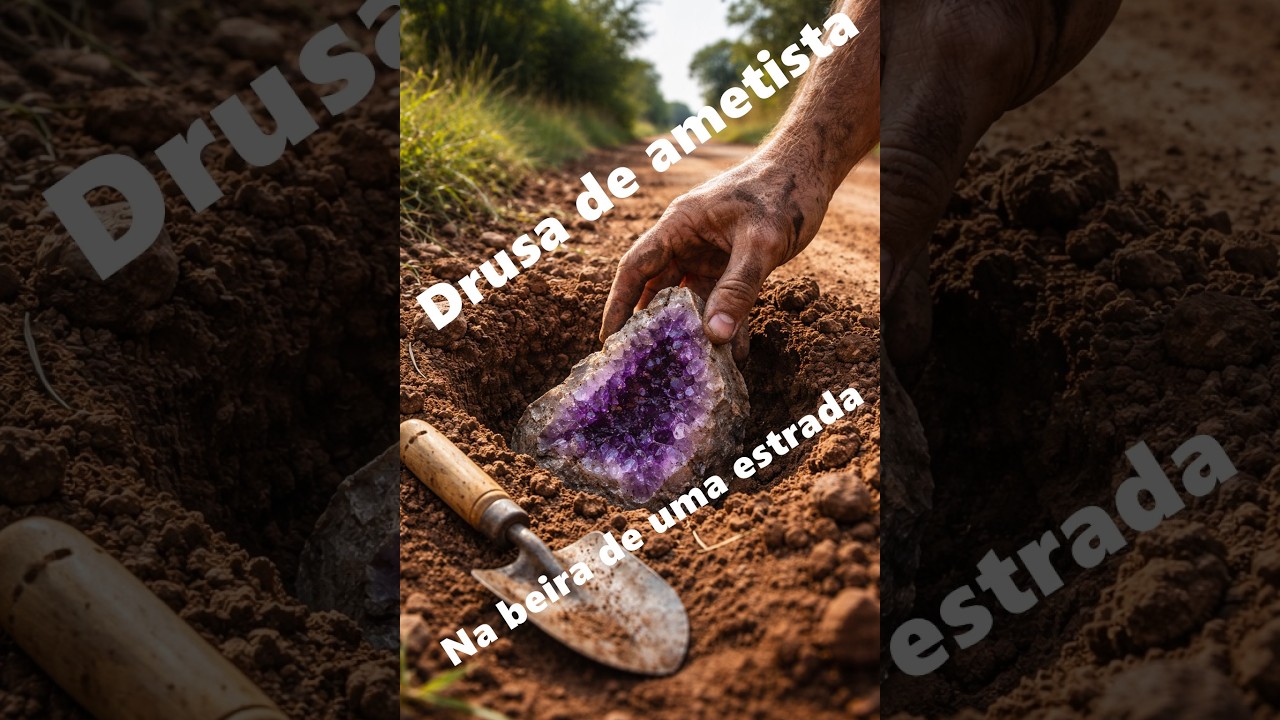 Drusa de ametista  beira de uma estrada