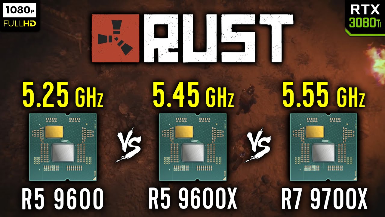 Ryzen 5 9600 vs Ryzen 5 9600X vs Ryzen 7 9700X in Rust | RTX 3080 Ti [ 1080p ]