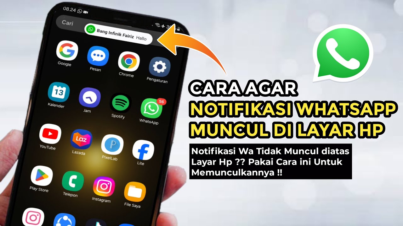 Cara Agar Notifikasi WA Muncul Diatas Layar Hp Android | Wa Tidak Ada Notifikasi