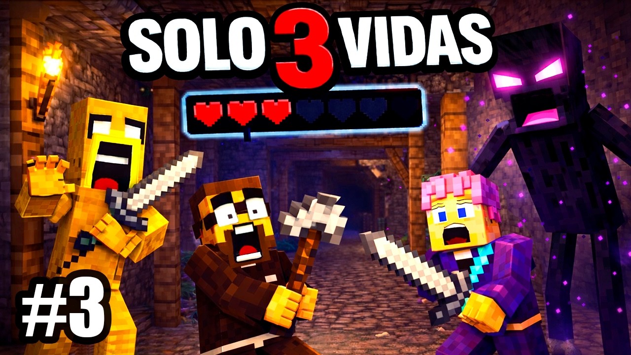 3 VIDAS, 3 JUGADORES y 1 SOLO MUNDO 💀- #3 Minecraft Hardcore EXTREMO ft WarUnicornio & Spartantaurio