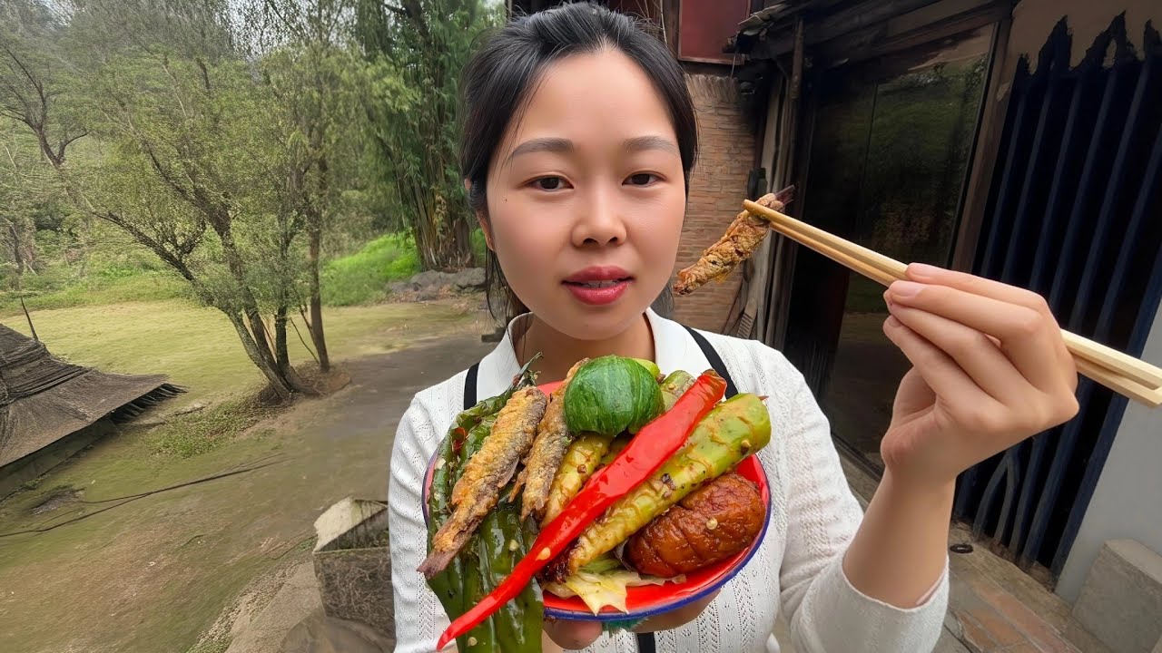 Unique Mukbang! Grilled Fish and Veggies in a Nature Setting