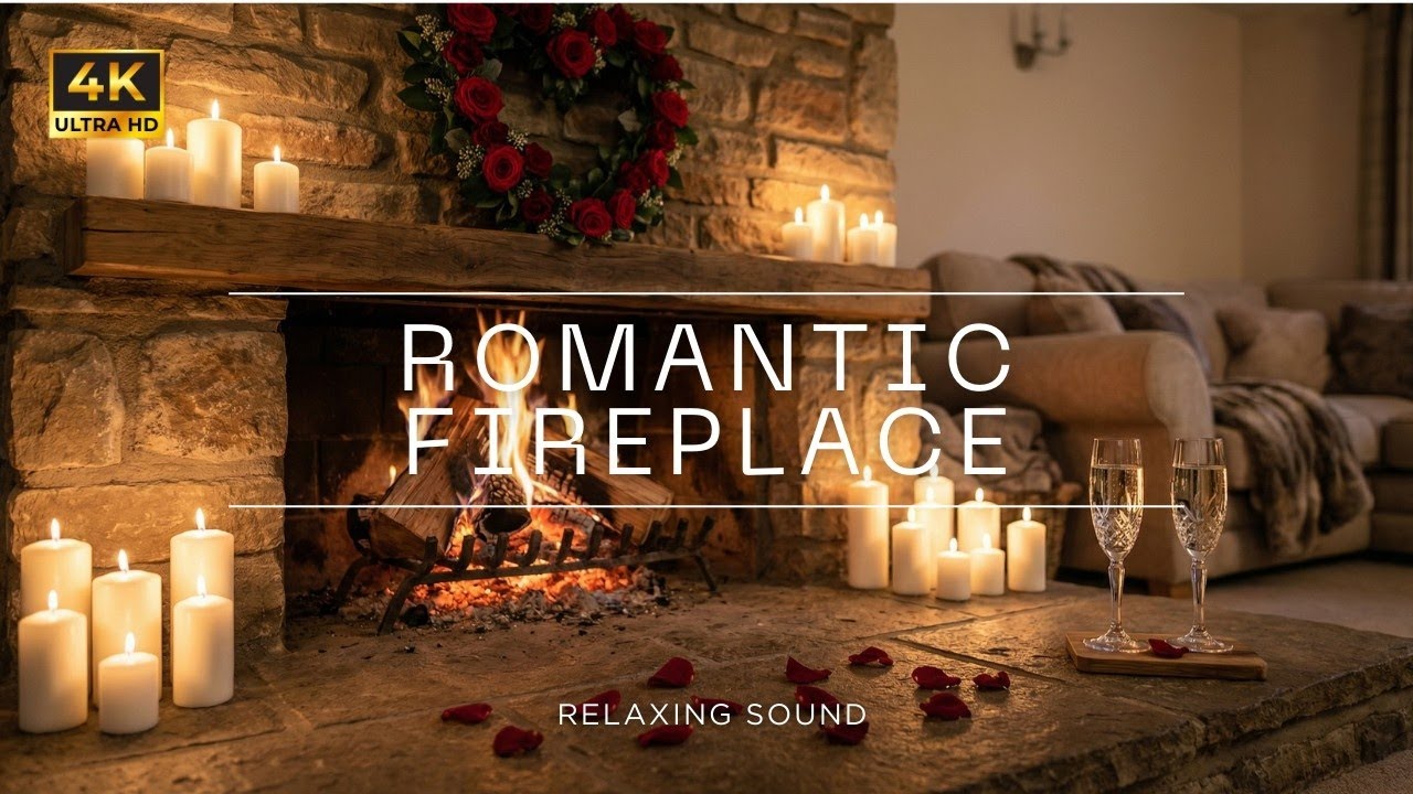 Escape into Love 🌹 Cozy Fireplace, Candlelight & Romantic Melodies