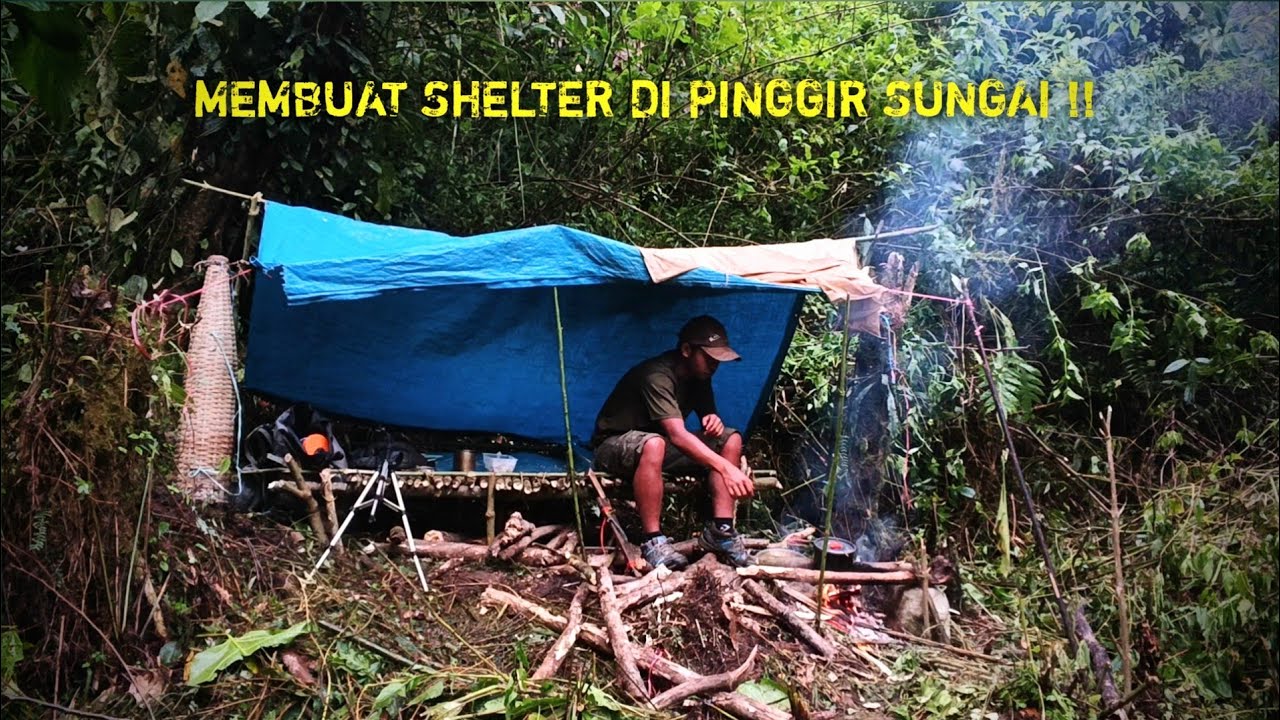 BERPETUALANG DI DALAM HUTAN SENDIRIAN SELAMA 1 HARI | MEMBUAT SHELTER DI PINGGIR SUNGAI | SOLO SURVI