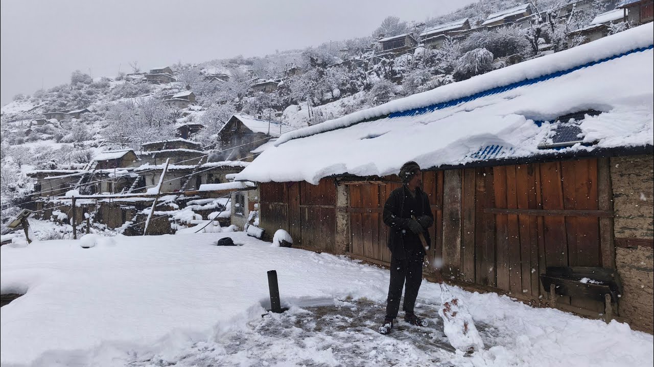 Snow Fall Day in Jumla Village | Peaceful Mountain Life & Hard Work in Winter Snow Nepal