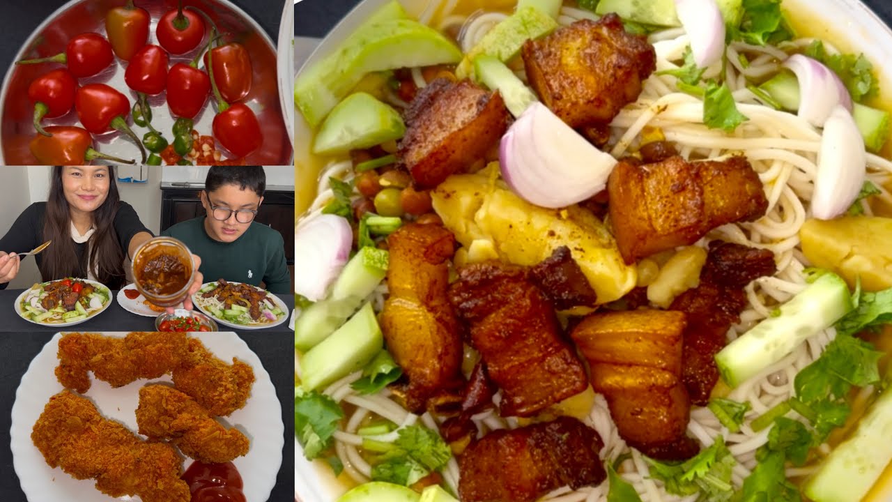 PORK THUKPA, BASA FISH WITH DELICIOUS KAILE KO ACHAR||AMA CHORA MUKBANG@gurungfamily4715 