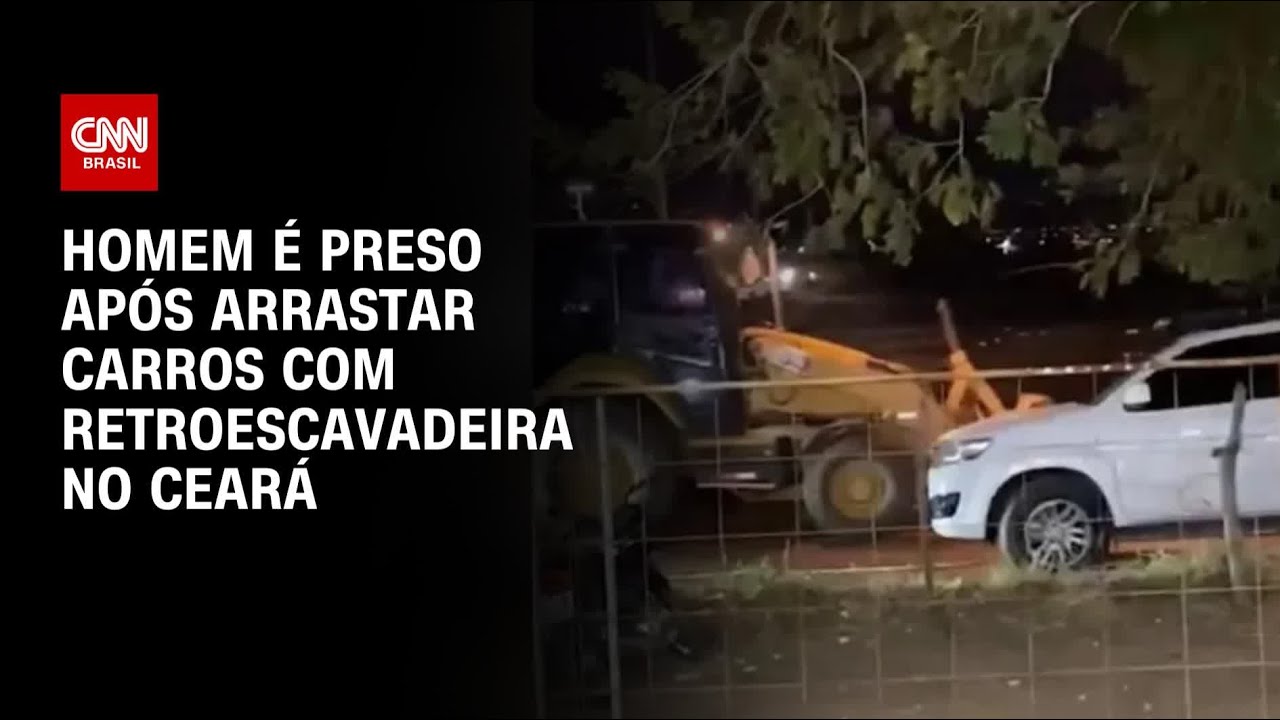 Homem é preso após arrastar carros com retroescavadeira no Ceará | LIVE CNN