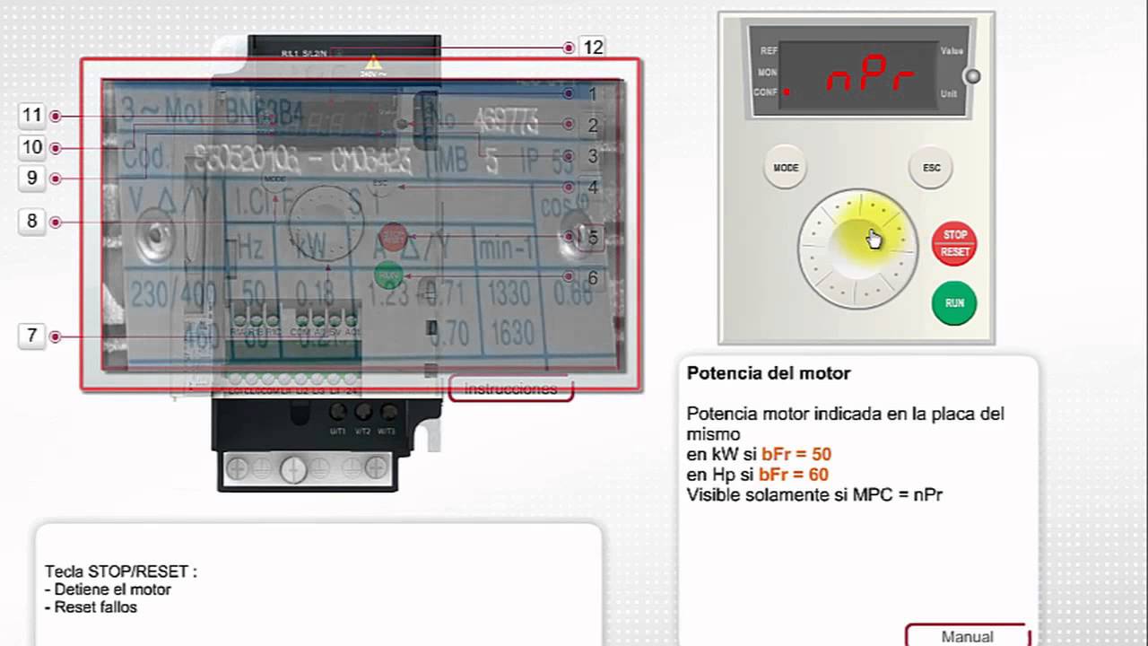 Configuración rápida del variador de frecuencia ATV12 de Schneider Electric