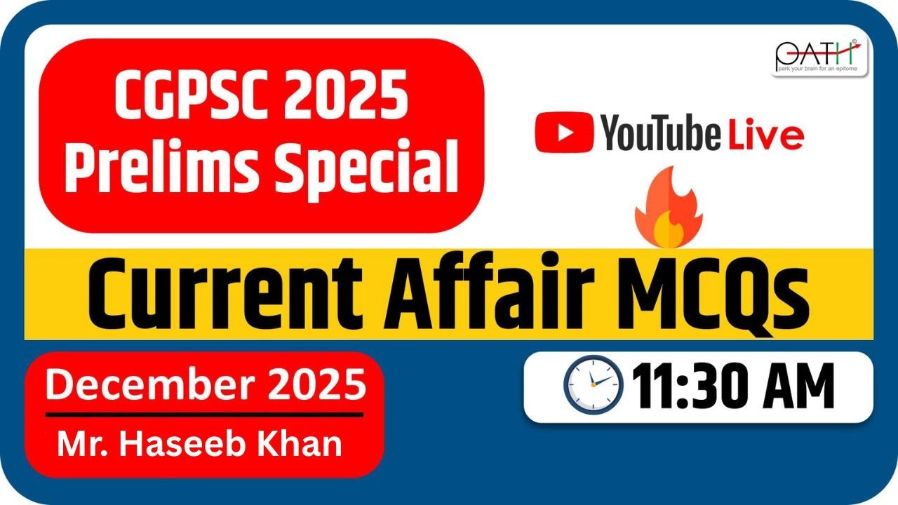 CGPSC 2025 Prelims–Current Affairs MCQs |December 2025 | Most Expected Questions |Dr Yogita Hooda