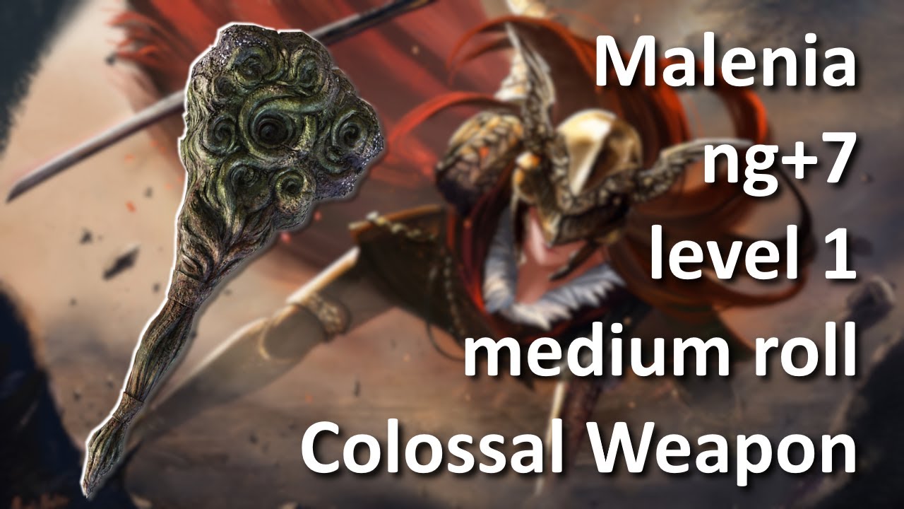 Malenia gets Big Bonked [level 1, ng+7, +0 Troll's Hammer, mid roll, no hit/buffs/aux/etc]