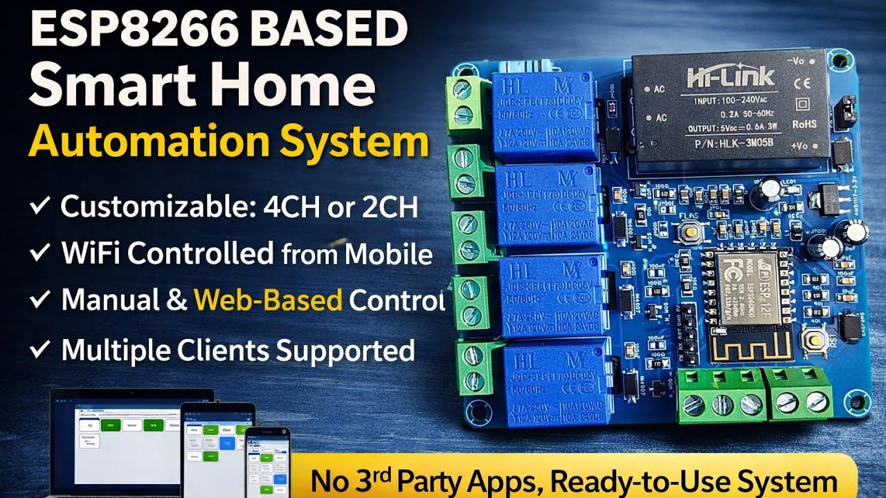 🔥 Ultimate Smart Home Automation System Using ESP12F | Dual & 4 Channel | Full Tutorial 💡🏠