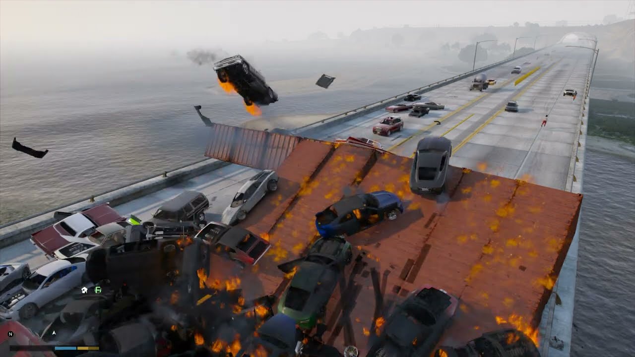 GTAV - What Happens if Giant Ramp on a Bridge?| Part 3