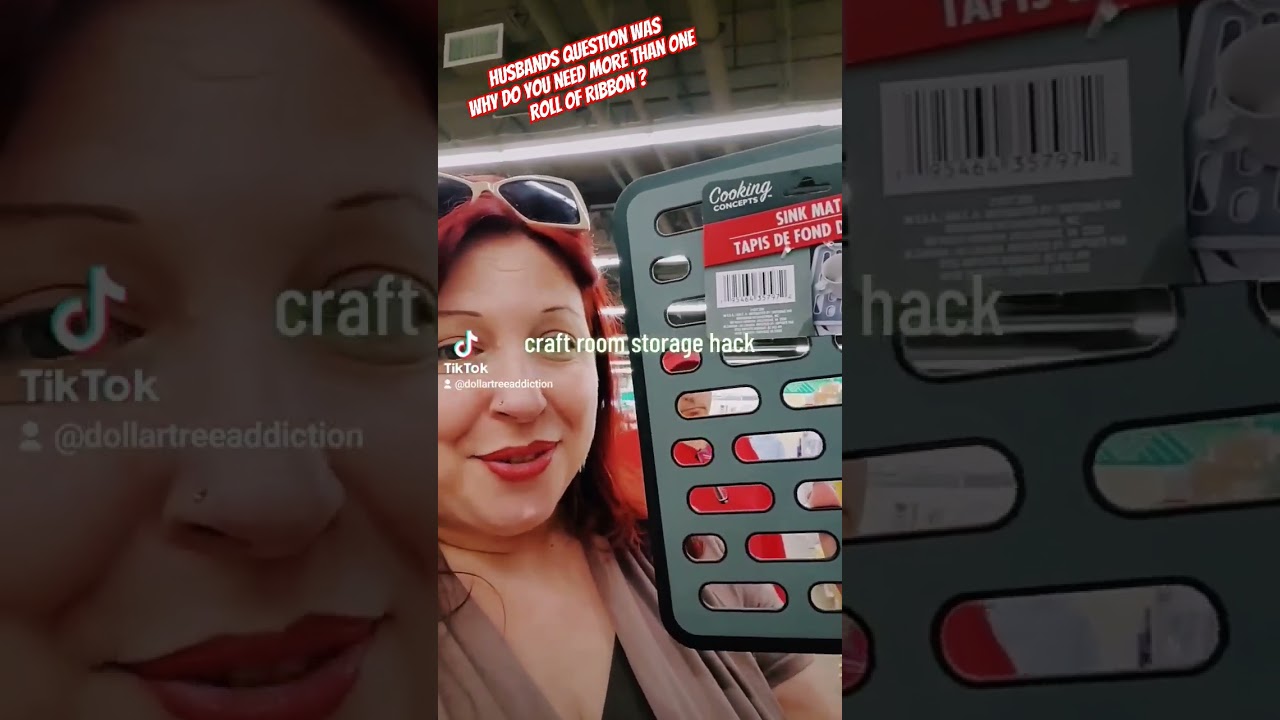 NEW DOLLAR TREE VIRAL MAT IS A GREAT RIBBON CRAFT ROOM STORAGE SOLUTION HACK  LOOK @ HUSBAND!