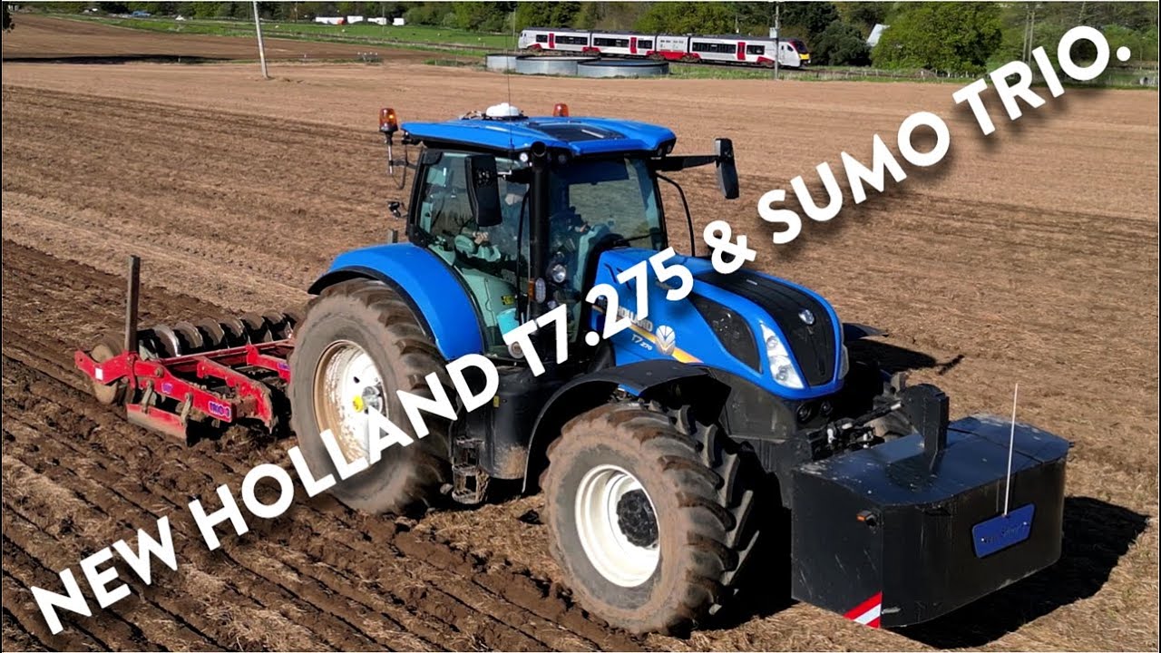 4Kᵁᴴᴰ April 2024: New Holland T7.275 tractor and Sumo Trio 3 3m cultivator in Suffolk.