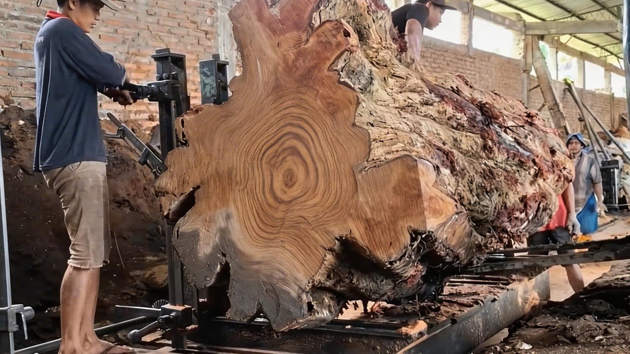 Beautiful shape and embedded glowing fibers in the trembesi wood