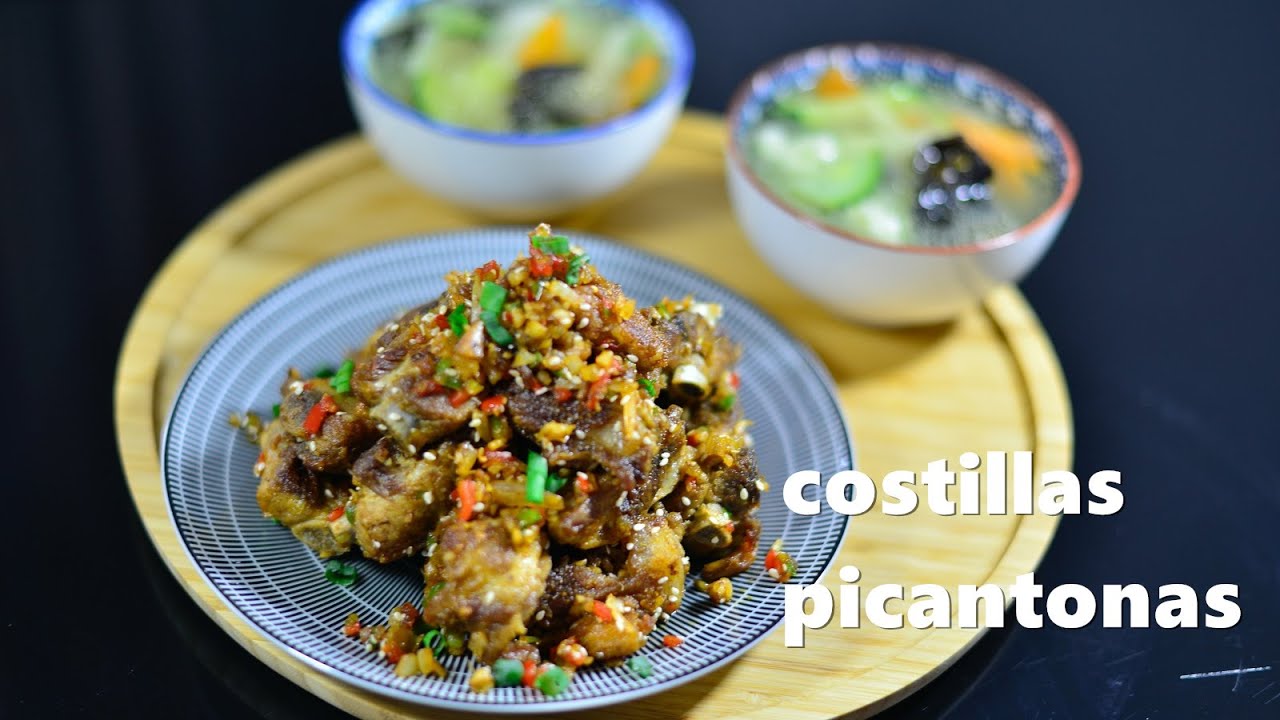 Costillas picantonas estilo chino y sopa de restos (auténticos y original)