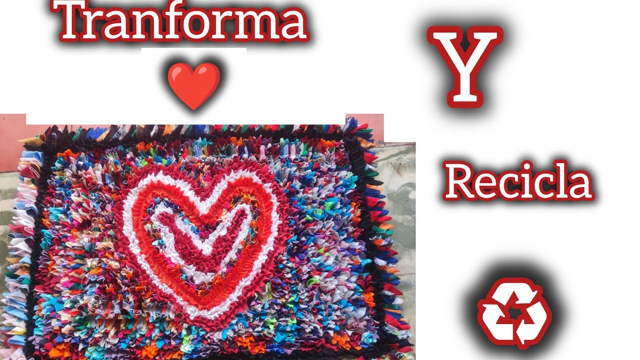 Transforma Retazos en Arte: Alfombra Hecha a Mano con Diseño de Corazón