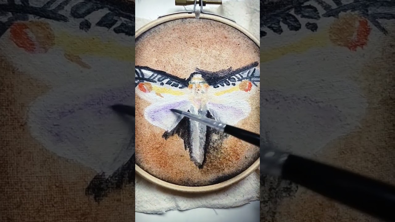 Picasso Moth #gouache #painting #embroideryhoopart #picassomoth #moth #gouachepainting