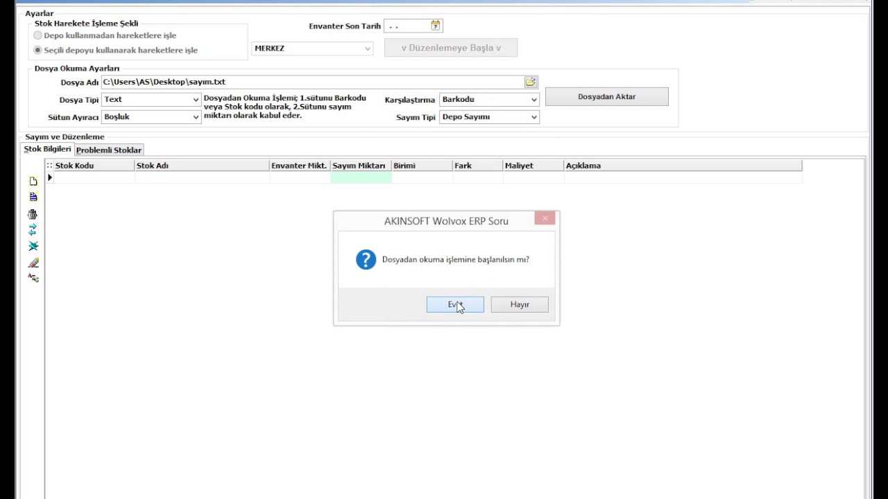 AKINSOFT WOLVOX ERP Stok Yönetimi - Stok Sayım ve Düzenleme İşlemleri