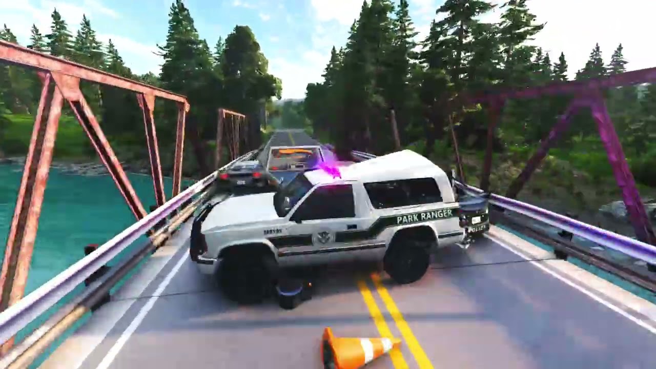 🚨 INSANE Forest Police Chase Ends in Catastrophic Bridge Collapse! | BeamNG.drive Chaos