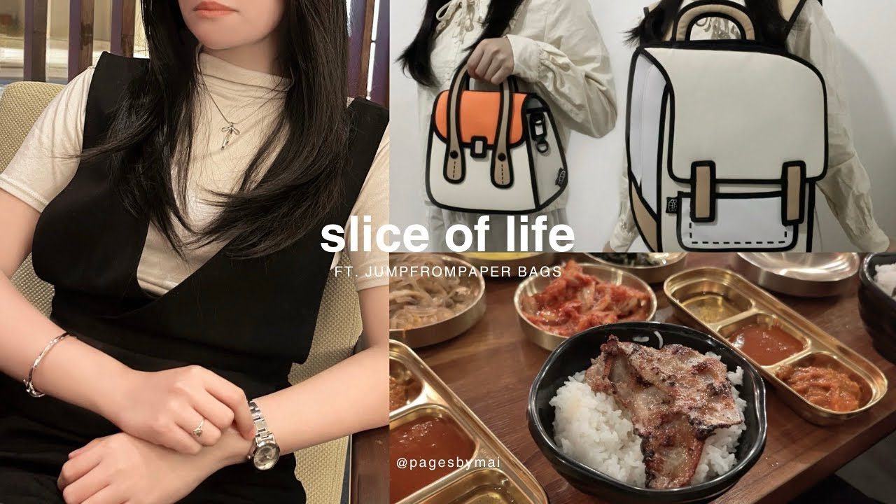 slice of life: days after work, eating out, attending brother's graduation, bags from jumpfrompaper