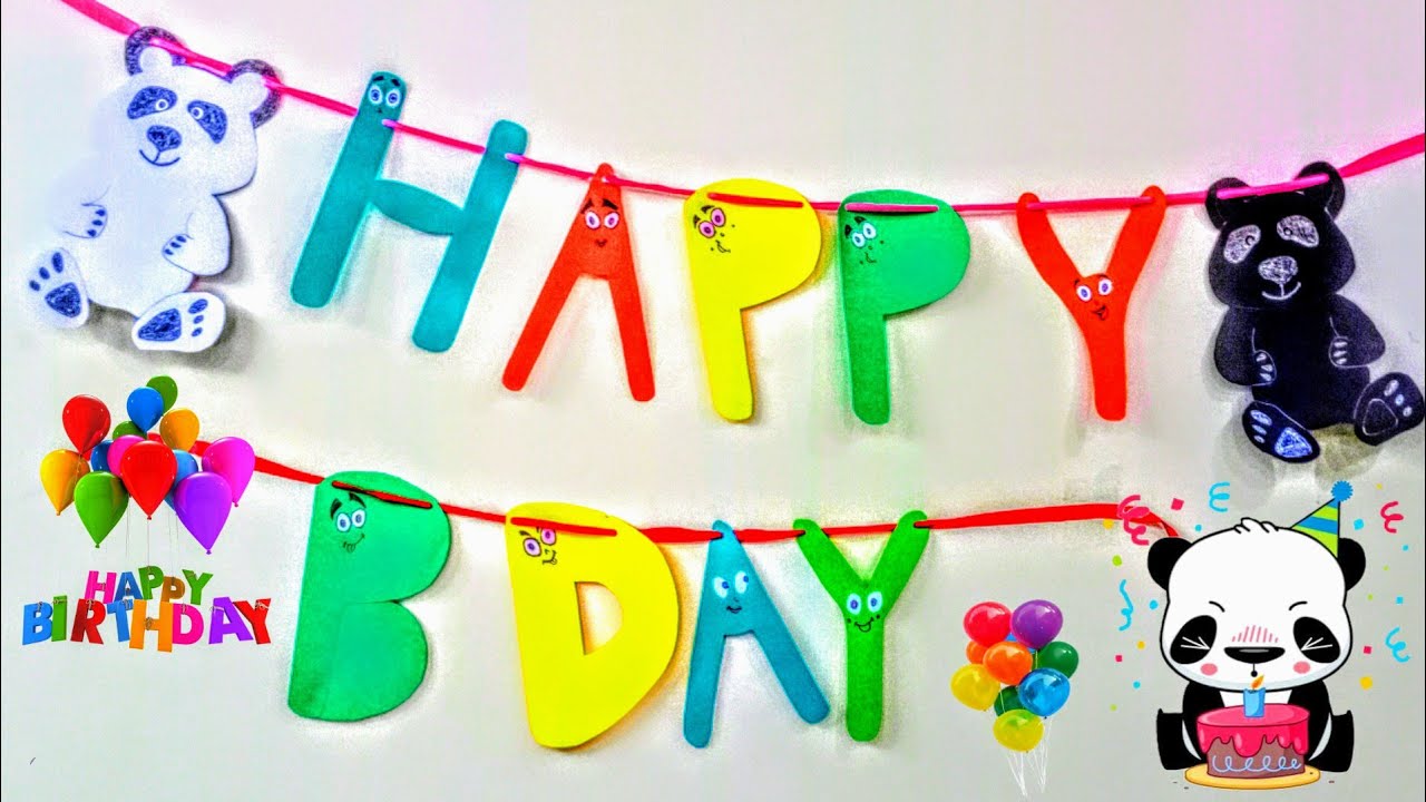 Happy Birthday Banner Tutorial | How to make birthday banner for kids at home | 2020
