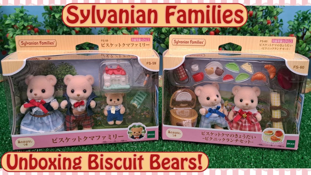 Brand New Sylvanian Families! Unboxing the Biscuit Bear Family and Sibling Picnic Lunch Set!