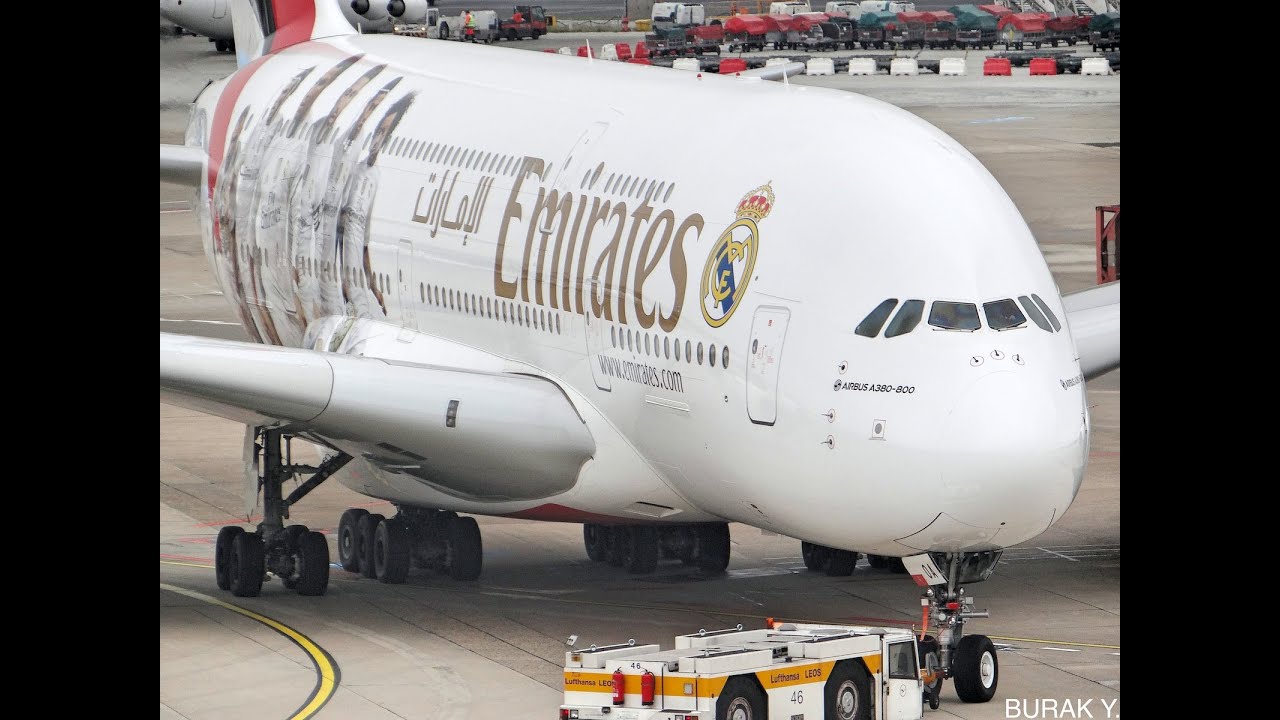 Real Madrid Livery Emirates A380 Takeoff at Düsseldorf Airport