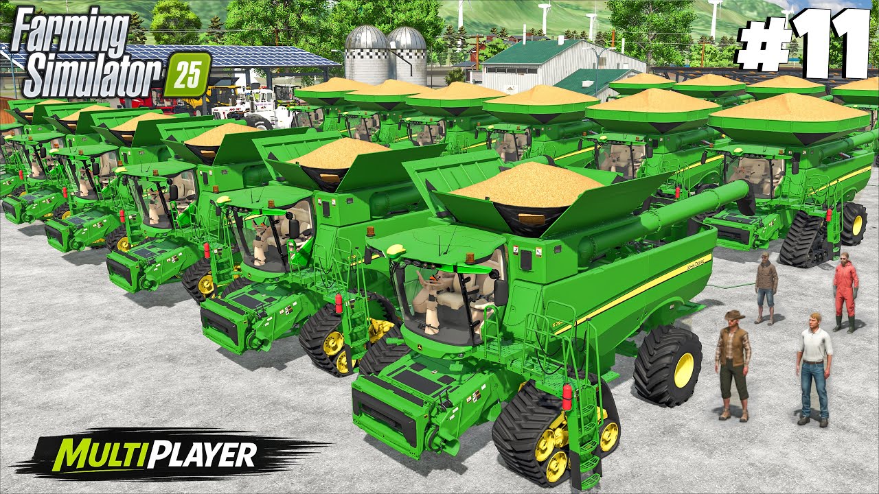 Безумный урожай пшеницы в 5 000 000 литров с комбайном John Deere | Многопользовательская игра | ...