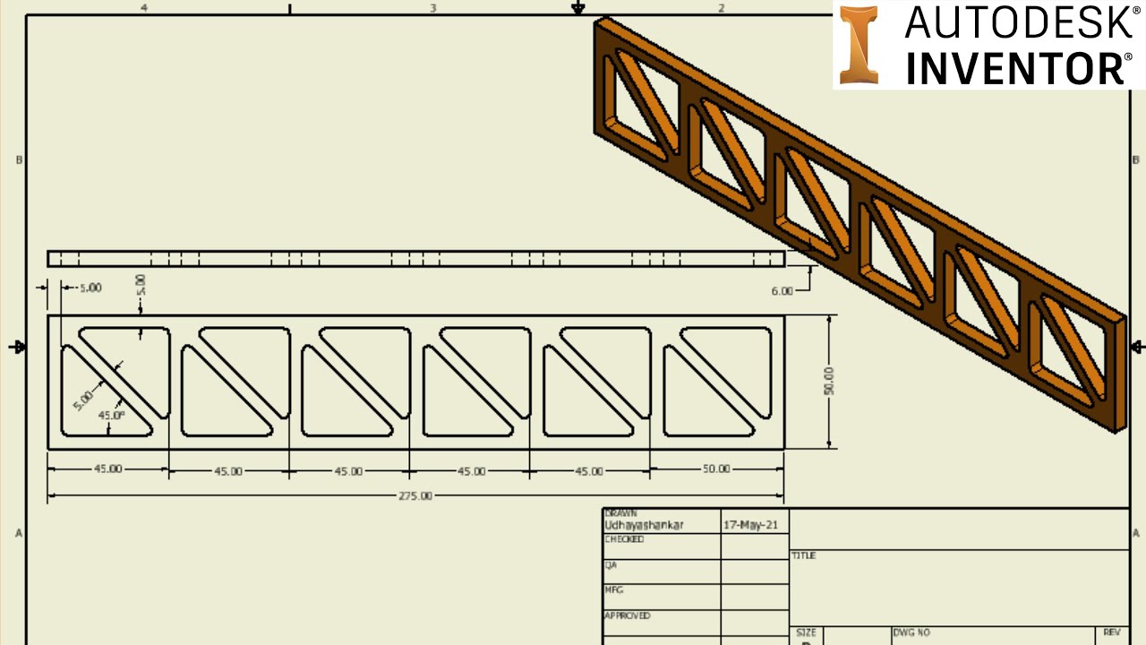 Autodesk Inventor Tutorial for Beginners - Practice Part - Truss Flange