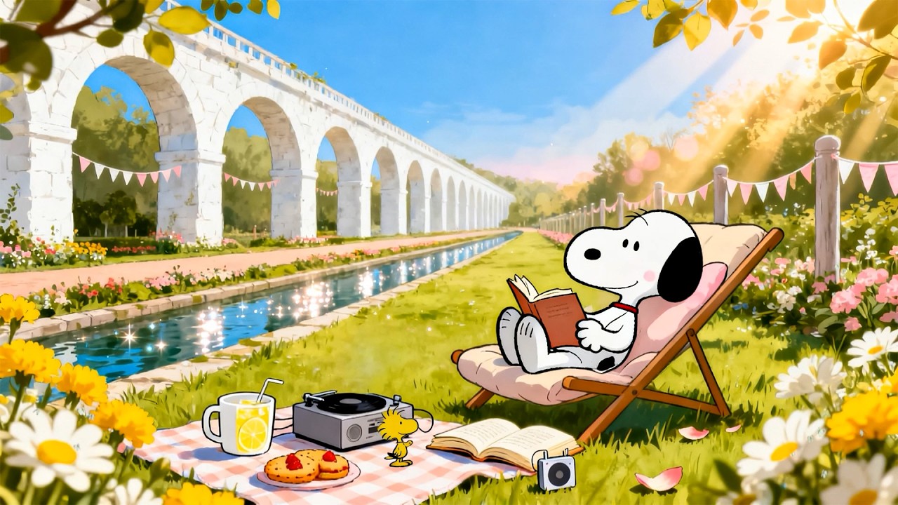Snoopy’s Peaceful Blossom Garden 🌸✨ Soft Lofi Beats for Study, Focus & Relax