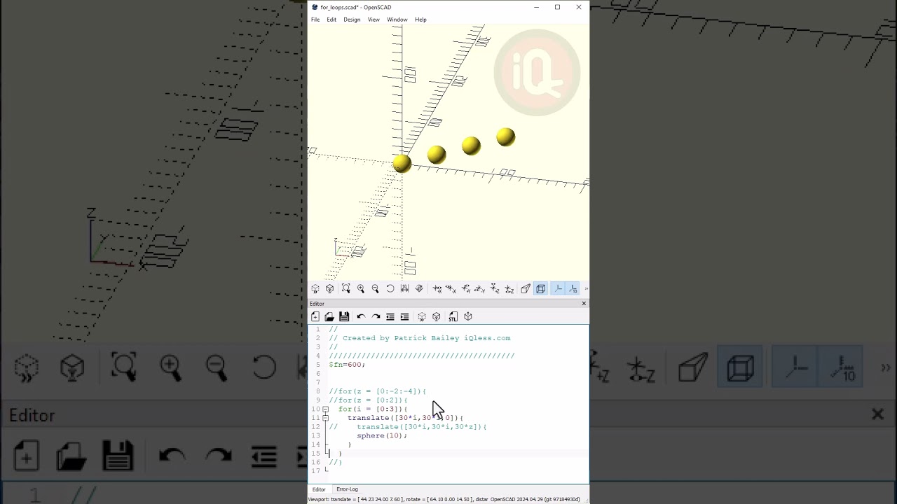 OpenScad: For Loops #openscad #3dprinting