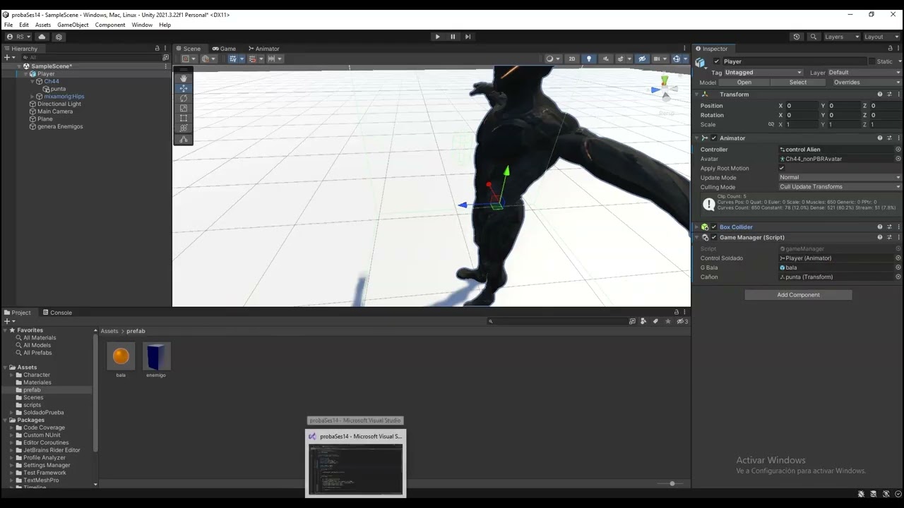 Creación de disparos desde su posición usando Unity y C#