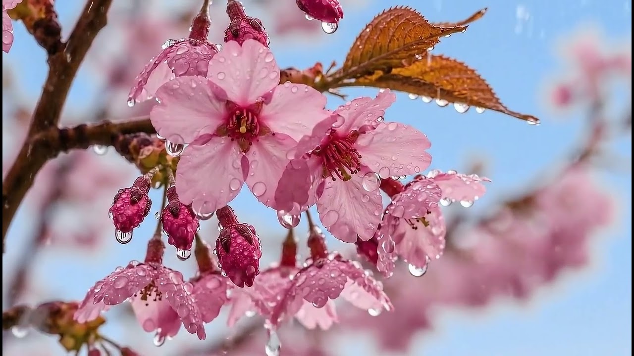 🌸Pink Flowers With Relaxing Sound 🌸